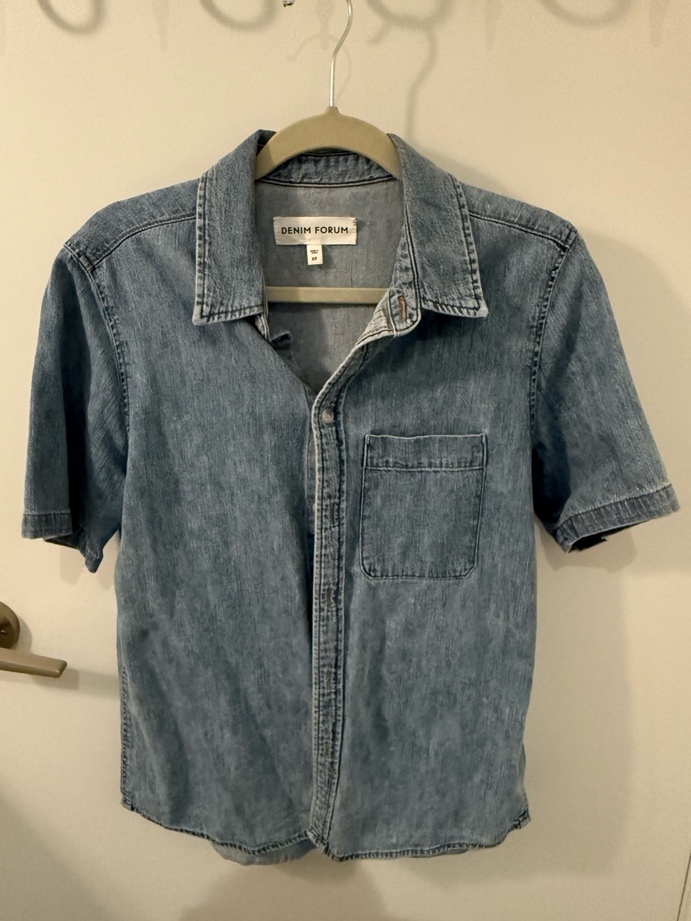 Aritzia’s Denim Forum Light Blue Short-Sleeve Denim Shirt